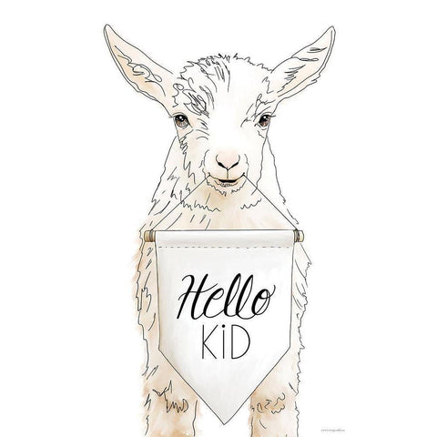 Hello Kids White Modern Wood Framed Art Print by Kamdon Kreations