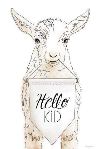 Hello Kids White Modern Wood Framed Art Print with Double Matting by Kamdon Kreations