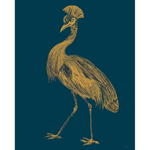 Gilded Crane White Modern Wood Framed Art Print by Kamdon Kreations