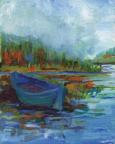 Blue River Black Ornate Wood Framed Art Print with Double Matting by Kamdon Kreations