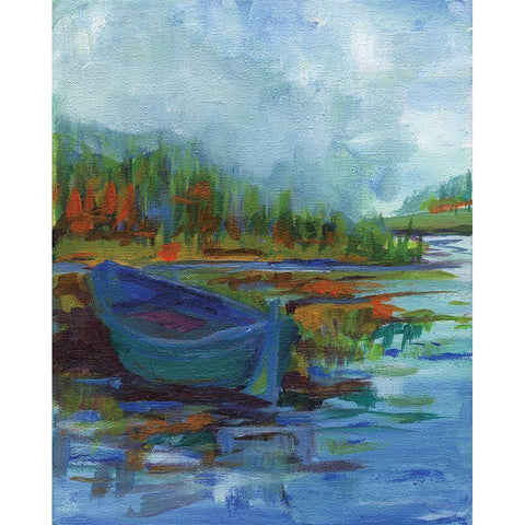 Blue River Black Modern Wood Framed Art Print with Double Matting by Kamdon Kreations