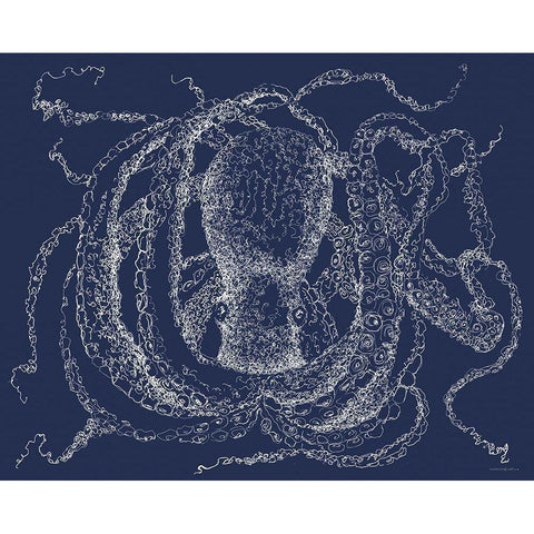 Octo Scribble White Modern Wood Framed Art Print by Kamdon Kreations
