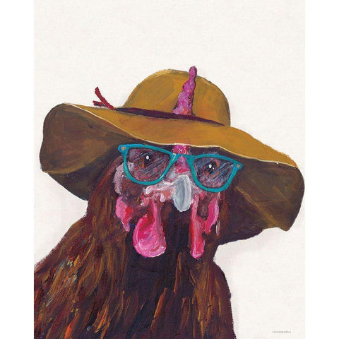 Dont Be a Chicken Just Wear the Glasses White Modern Wood Framed Art Print by Kamdon Kreations