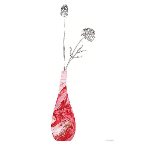 Pink Vase of Love White Modern Wood Framed Art Print by Kamdon Kreations