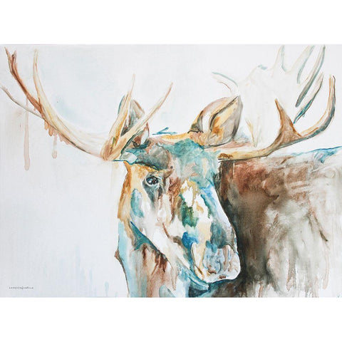 Water Moose Black Modern Wood Framed Art Print by Kamdon Kreations