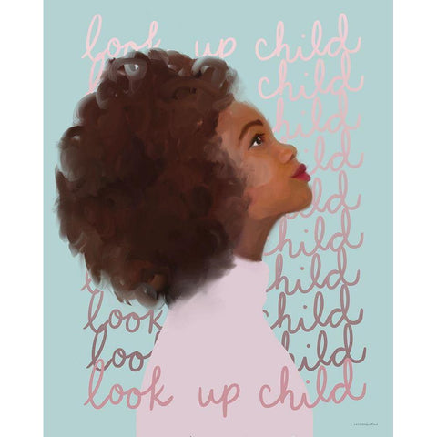 Look Up Child Gold Ornate Wood Framed Art Print with Double Matting by Kamdon Kreations