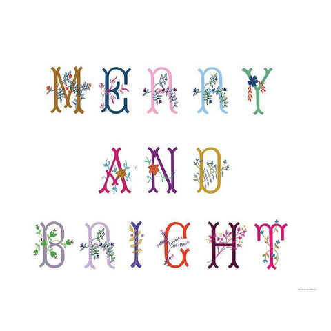 Merry and Bright White Modern Wood Framed Art Print by Kamdon Kreations