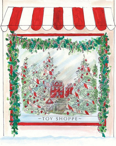 Toy Shoppe on Holly St. White Modern Wood Framed Art Print with Double Matting by Kamdon Kreations