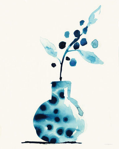 Wild Berries White Modern Wood Framed Art Print with Double Matting by Kamdon Kreations