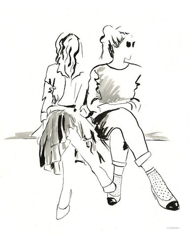 People Watching White Modern Wood Framed Art Print with Double Matting by Kamdon Kreations