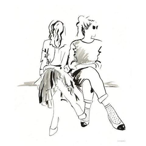 People Watching White Modern Wood Framed Art Print by Kamdon Kreations