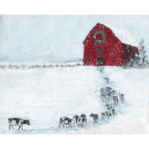 Last Cow in Before Christmas Black Modern Wood Framed Art Print by Kamdon Kreations