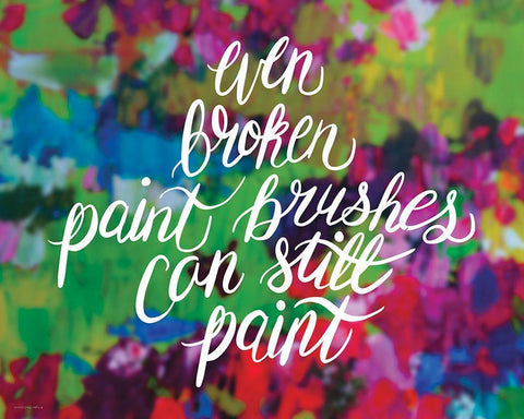 Broken Paintbrushes White Modern Wood Framed Art Print with Double Matting by Kamdon Kreations