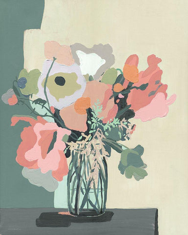 Blush Pink Cutout White Modern Wood Framed Art Print with Double Matting by Kamdon Kreations