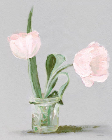 Tulip Sisters White Modern Wood Framed Art Print with Double Matting by Kamdon Kreations