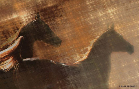 Buddies White Modern Wood Framed Art Print with Double Matting by Brooks, Kari