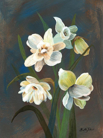 Daffodil Meadow White Modern Wood Framed Art Print with Double Matting by Talent, Kelley