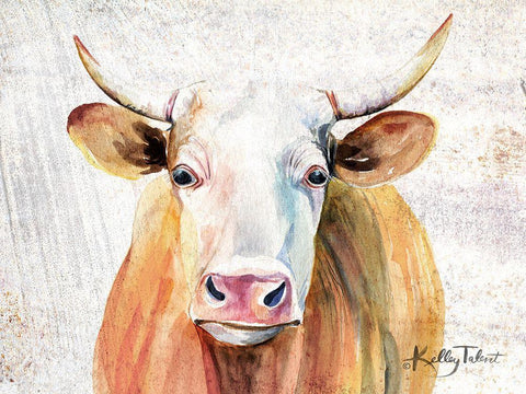 Royal Gold Steer White Modern Wood Framed Art Print with Double Matting by Talent, Kelley