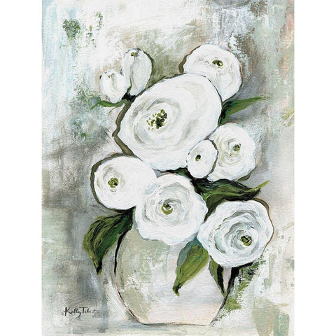 White Blossoms White Modern Wood Framed Art Print by Talent, Kelley