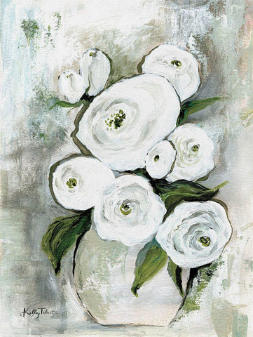 White Blossoms White Modern Wood Framed Art Print with Double Matting by Talent, Kelley