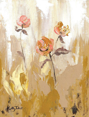 Gold Petals Dancing in the Wind I Black Ornate Wood Framed Art Print with Double Matting by Talent, Kelley