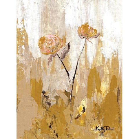 Gold Petals Dancing in the Wind II Black Modern Wood Framed Art Print with Double Matting by Talent, Kelley