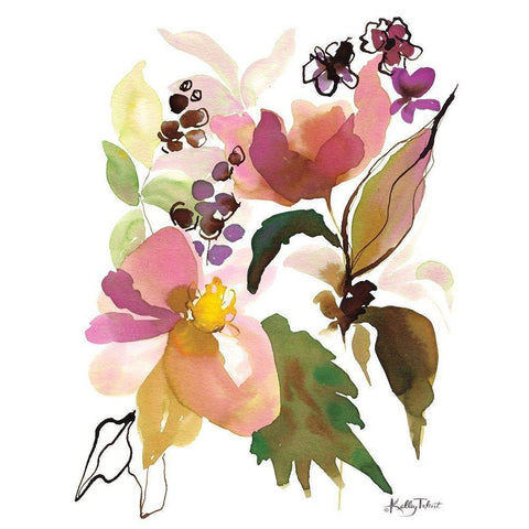 Bohemians Blossoms I Black Modern Wood Framed Art Print with Double Matting by Talent, Kelley