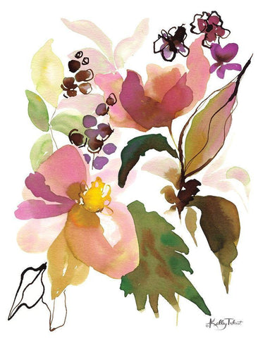 Bohemians Blossoms I Black Ornate Wood Framed Art Print with Double Matting by Talent, Kelley