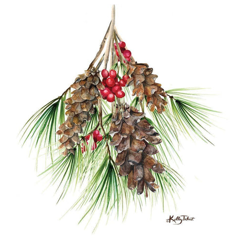 Pinecone Trio White Modern Wood Framed Art Print with Double Matting by Talent, Kelley