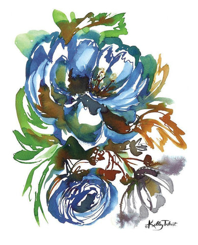 Summer Blues II White Modern Wood Framed Art Print with Double Matting by Talent, Kelley
