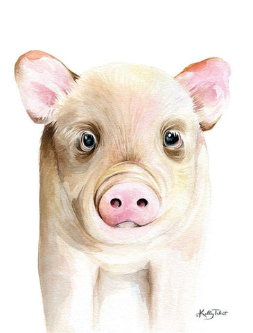 Patty the Pig White Modern Wood Framed Art Print with Double Matting by Talent, Kelley