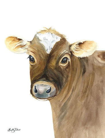 Buddy the Cow Black Ornate Wood Framed Art Print with Double Matting by Talent, Kelley