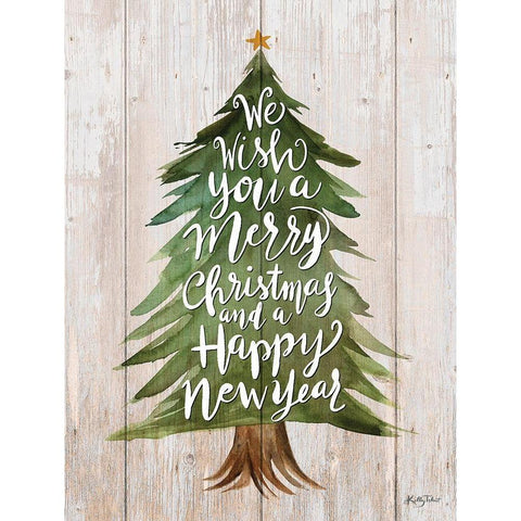 Merry Christmas Tree White Modern Wood Framed Art Print by Talent, Kelley