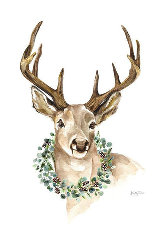 Woodland Deer Black Ornate Wood Framed Art Print with Double Matting by Talent, Kelley