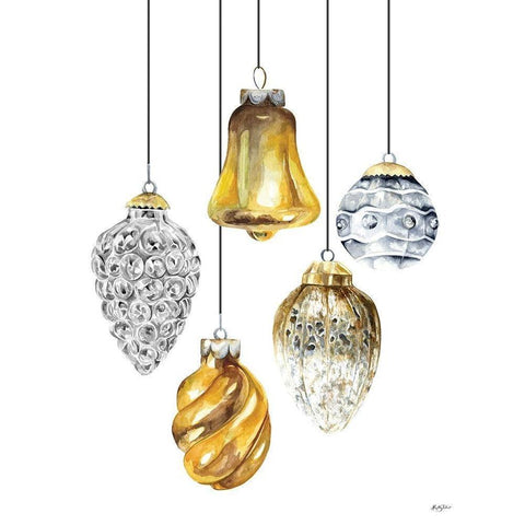 Silver and Gold Ornaments White Modern Wood Framed Art Print by Talent, Kelley