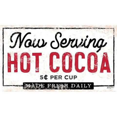 Now Serving Hot Cocoa Black Modern Wood Framed Art Print by Talent, Kelley