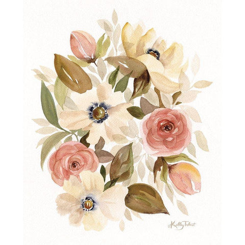Dusty Rose Bouquet     Black Modern Wood Framed Art Print with Double Matting by Talent, Kelley