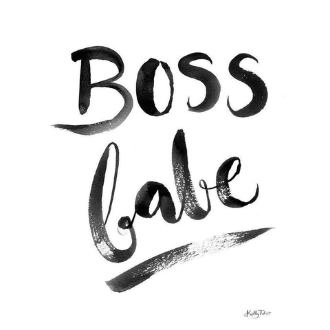 Boss Babe Black Modern Wood Framed Art Print with Double Matting by Talent, Kelley