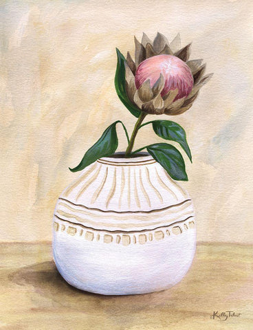 Protea in Pottery Black Ornate Wood Framed Art Print with Double Matting by Talent, Kelley