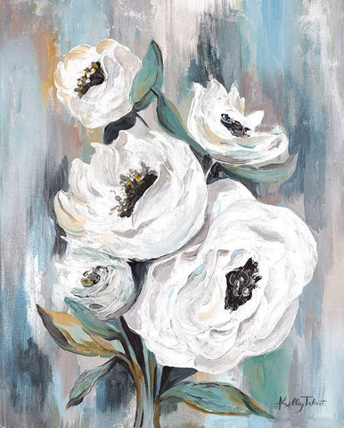 White Purity Bouquet Black Ornate Wood Framed Art Print with Double Matting by Talent, Kelley