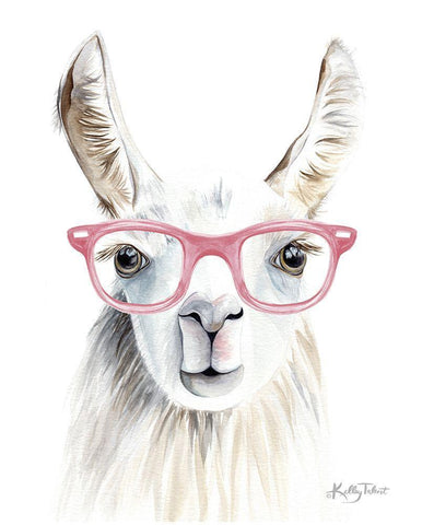 Cordelia the Llama White Modern Wood Framed Art Print with Double Matting by Talent, Kelley