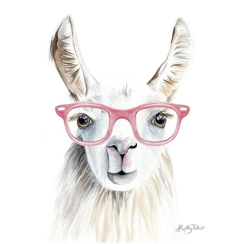 Cordelia the Llama Black Modern Wood Framed Art Print by Talent, Kelley
