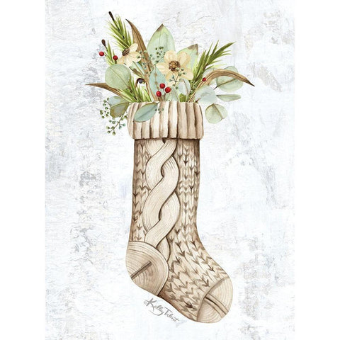 Christmas Knitted Stocking White Modern Wood Framed Art Print by Talent, Kelley