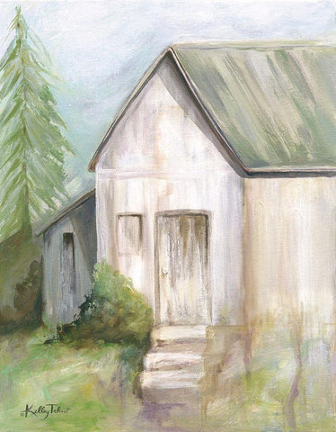 Cottage Serenity White Modern Wood Framed Art Print with Double Matting by Talent, Kelley
