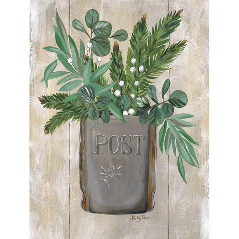 Vintage Winter Mailbox White Modern Wood Framed Art Print by Talent, Kelley