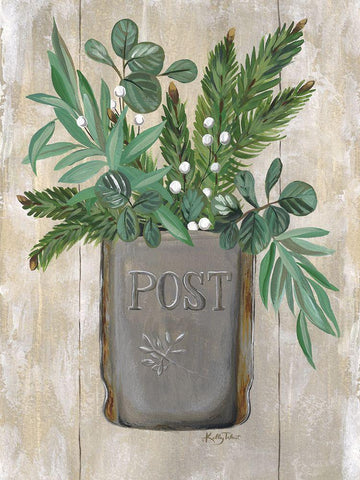 Vintage Winter Mailbox Black Ornate Wood Framed Art Print with Double Matting by Talent, Kelley