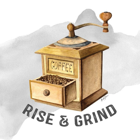 Rise And Grind White Modern Wood Framed Art Print by Talent, Kelley