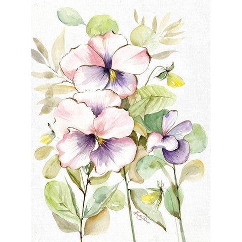 Springing Up Pansies Black Modern Wood Framed Art Print with Double Matting by Talent, Kelley