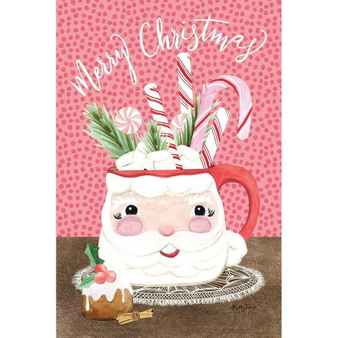 Santa Mug White Modern Wood Framed Art Print by Talent, Kelley