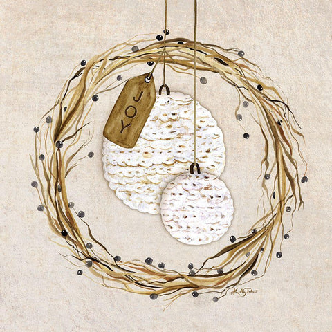 Crocheted Ornaments Wreath White Modern Wood Framed Art Print with Double Matting by Talent, Kelley